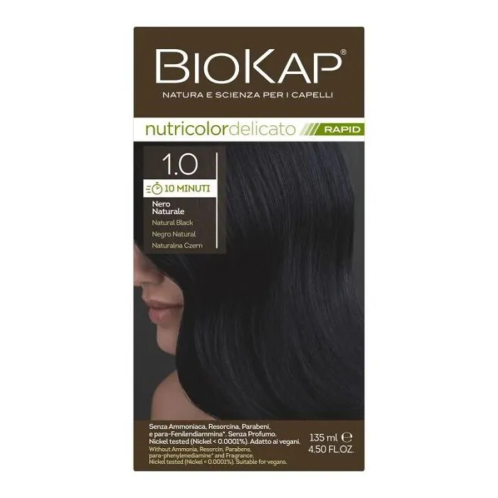 Biokap Nutricolor Delicato greito poveikio plaukų dažai, 1.0 natūrali juoda