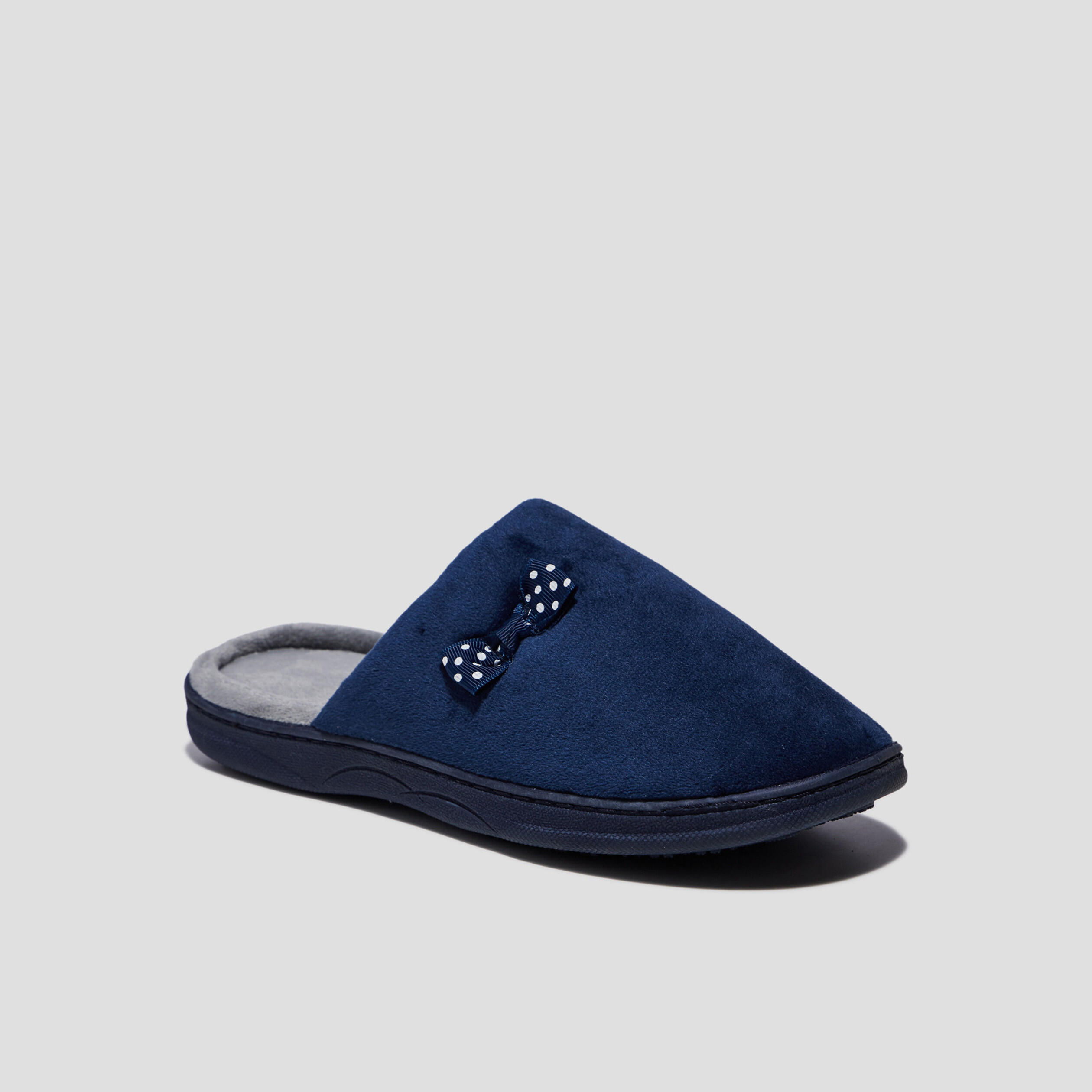 Chaussons mules détail noeud bleu marine femme | La Halle