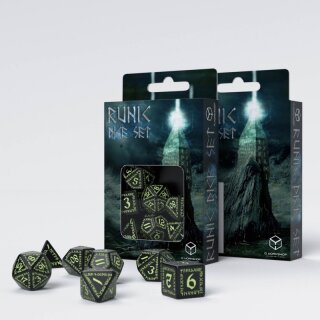 Runic Black & glow-in-the-dark Dice Set (7)