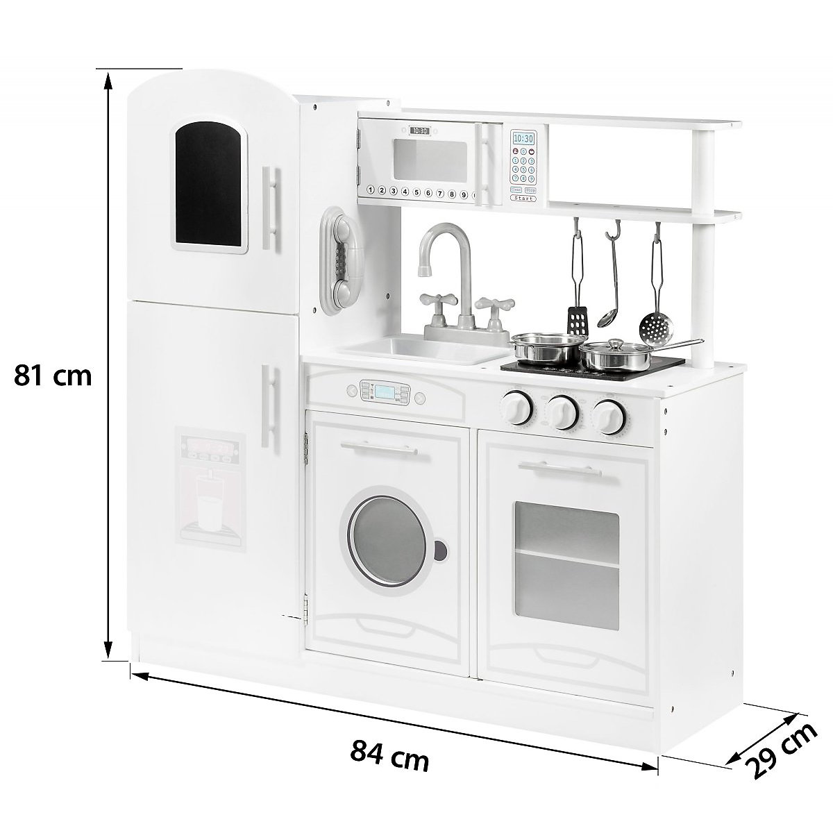 XXL Spielküche Schürze, Herdplatten, Kühlschrank, Backofen, Waschmaschine im Retrostil
