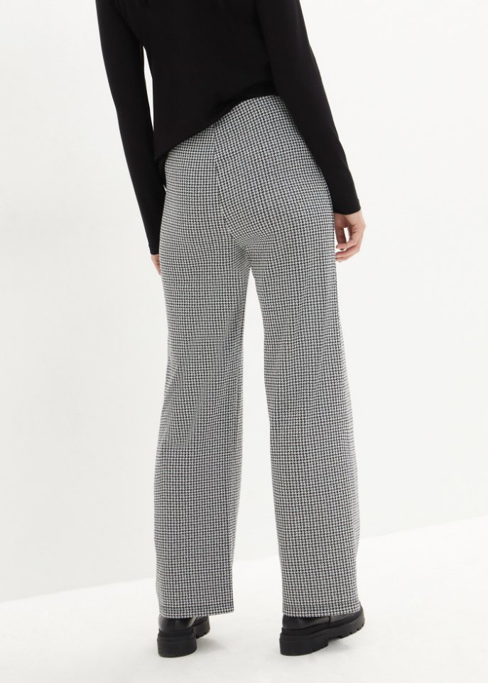 Karierte Jersey-Hose mit Schlitz