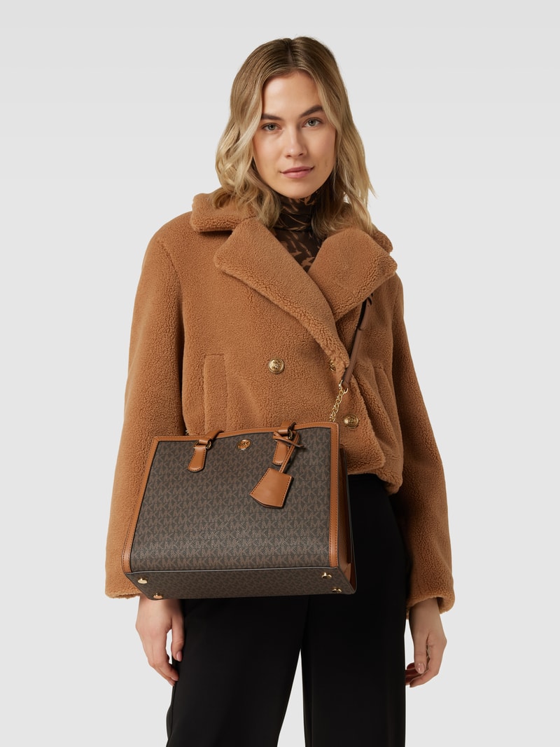 Handtasche in Two-Tone-Machart Modell 'CHANTAL' in mittelbraun