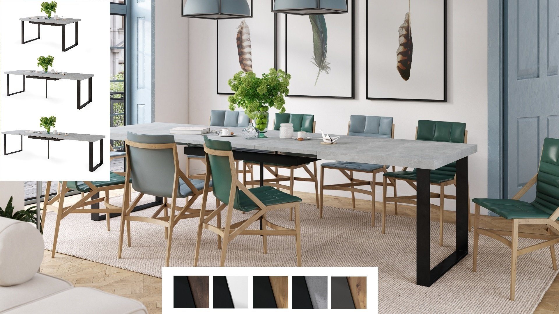 Mazzoni Esstisch Design Esstisch Avella Tisch ausziehbar 160 bis 310 cm