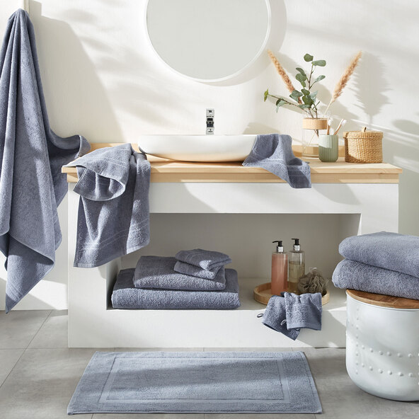 12er Frottierset Basic, steingrau inkl. Badvorleger