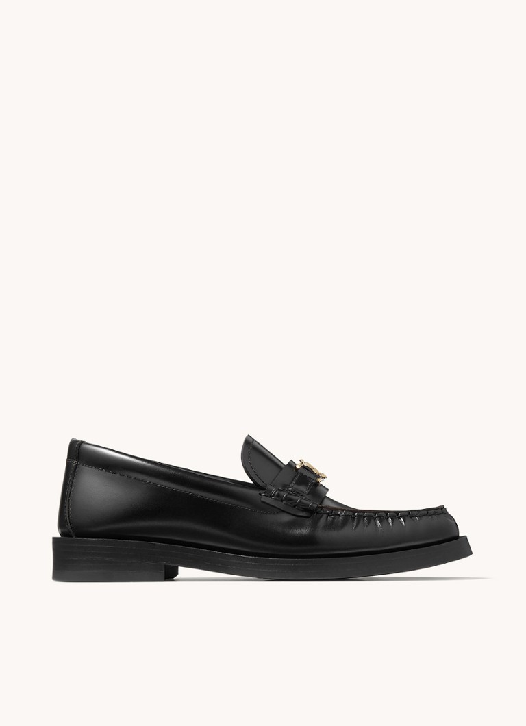 Mocassins Jimmy Choo Addie em couro de bezerro com logo