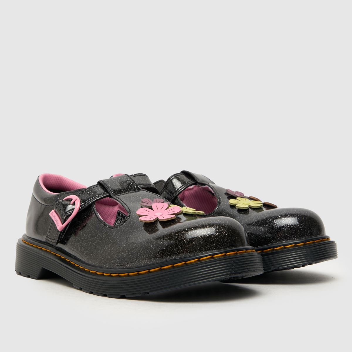 Dr Martens svarta Polley Glitzy flickskor för ungdomar