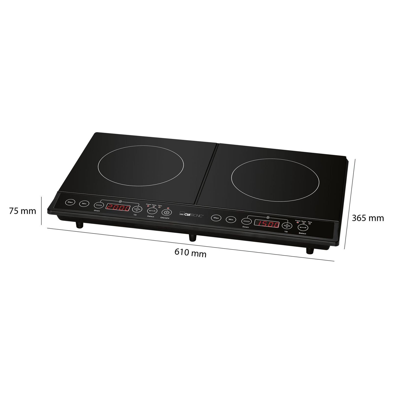 CLATRONIC Doppelkochplatte CLATRONIC Induktion Doppel-Kochplatte Kochfeld Herd Camping DKI 3609