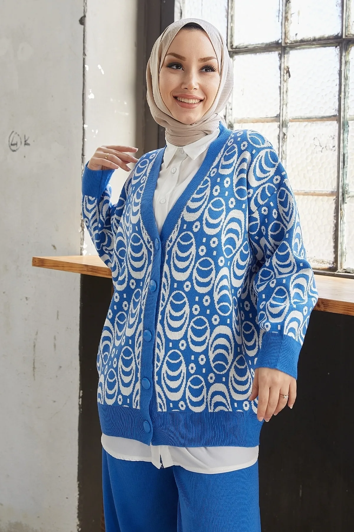 InStyle  Amira gemustertes Strick-Doppelset – Indigo