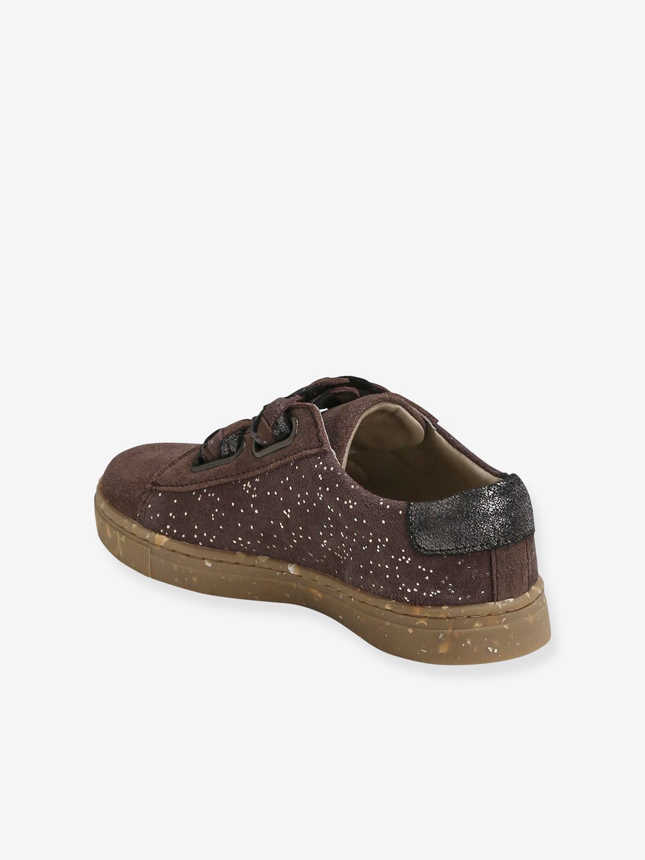 Baskets scratchées cuir fille collection maternelle taupe