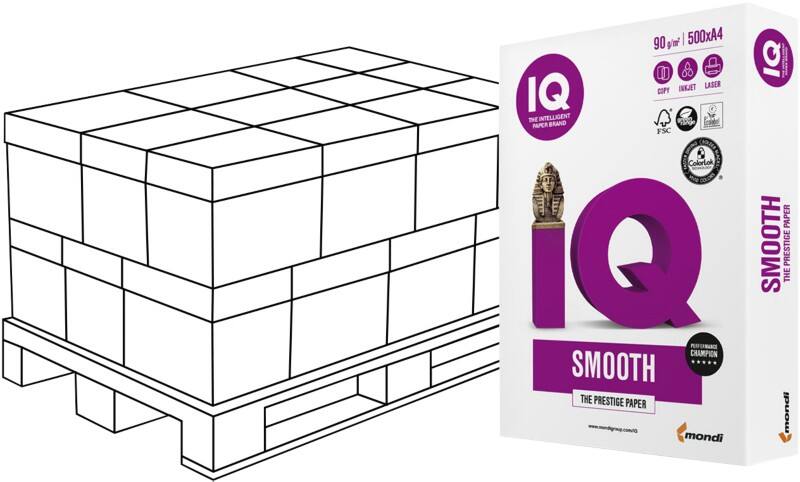 IQ Selection DIN A4 Druckerpapier 80 g/m² Glatt Weiß 120 Pack à 500 Blatt