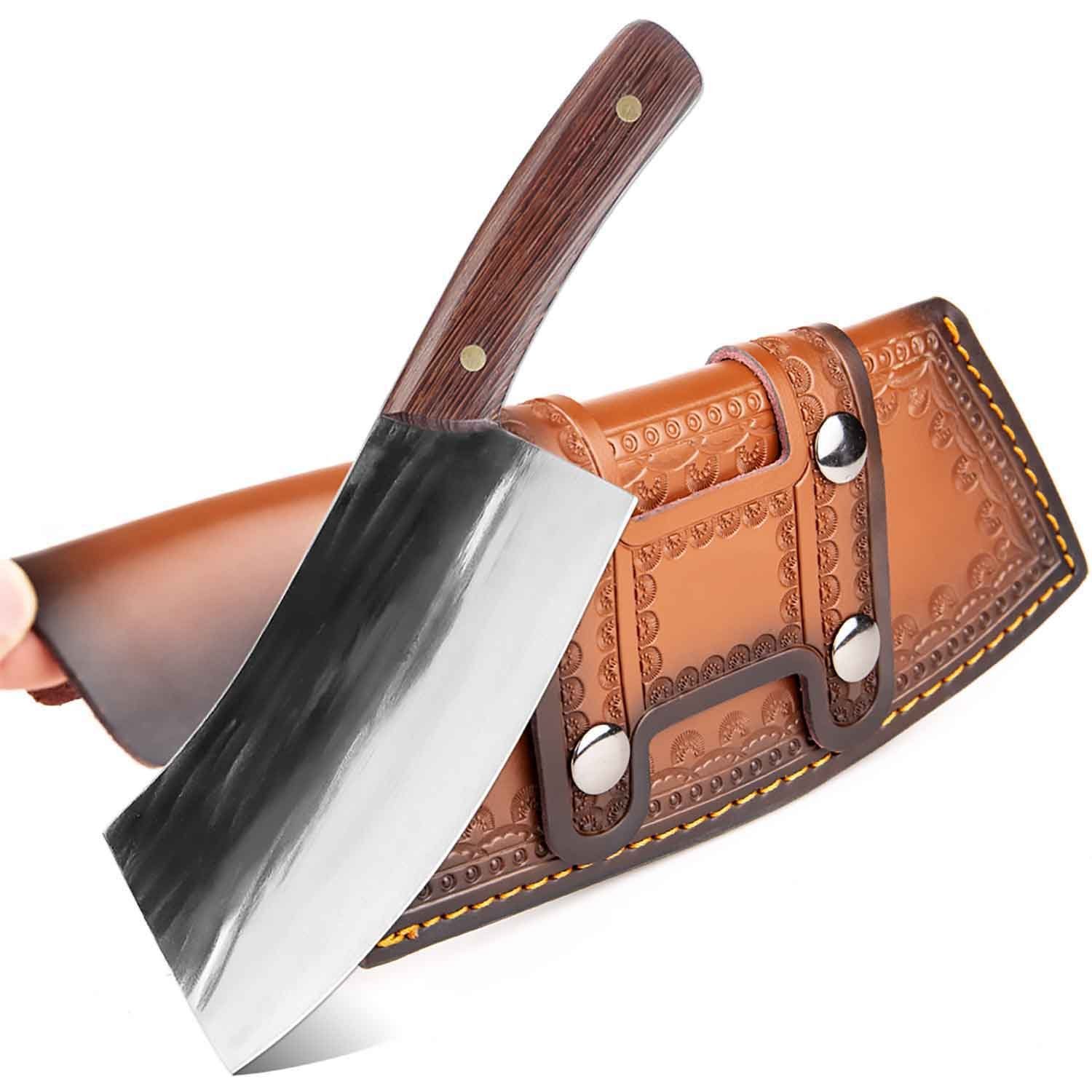 Muxel Hackmesser Hackmesser und Metzgermesser Dem serbischen Full Tang Hackmesser nache, schwer mit Lederscheide