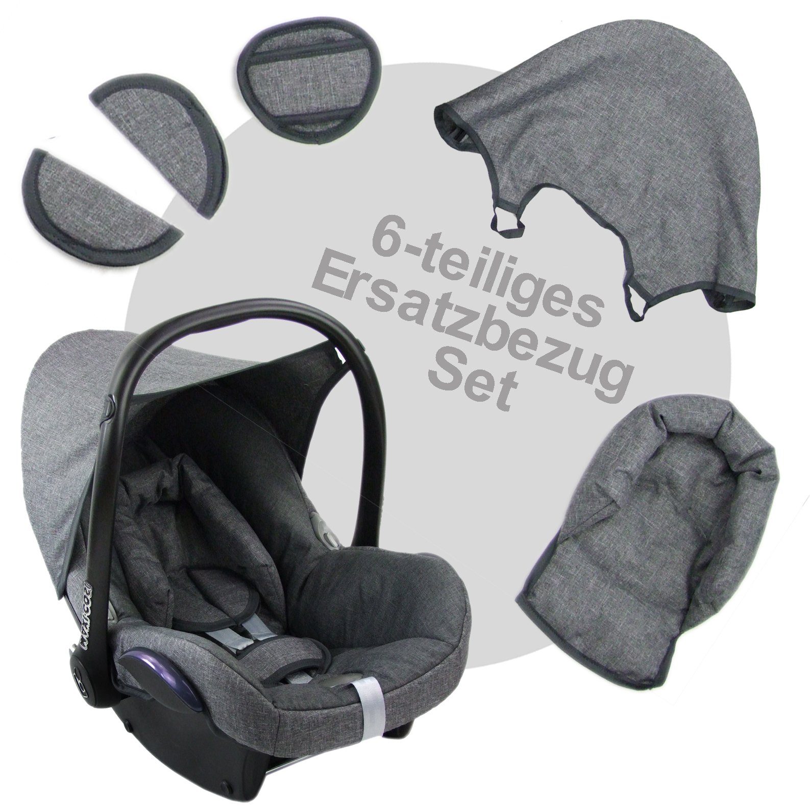 BambiniWelt by Rafael K. Babyschale Ersatzbezug kompatibel mit Maxi Cosi Cabrio Fix Babyschale 6-tlg, ab: 0+, bis: 14 Monate