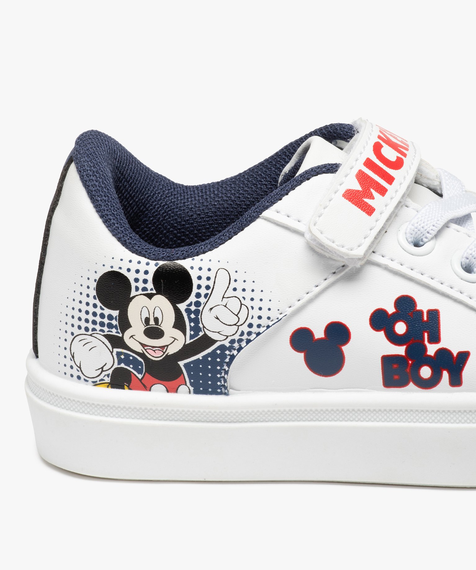 Baskets Garçon imprimées à lacets et scratch – Mickey blanc | GEMO
