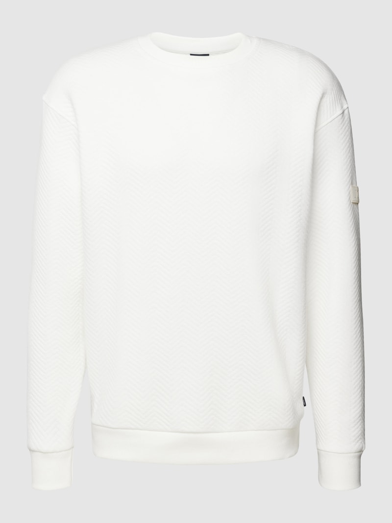 Sweatshirt mit Strukturmuster Modell 'Taras' in weiß