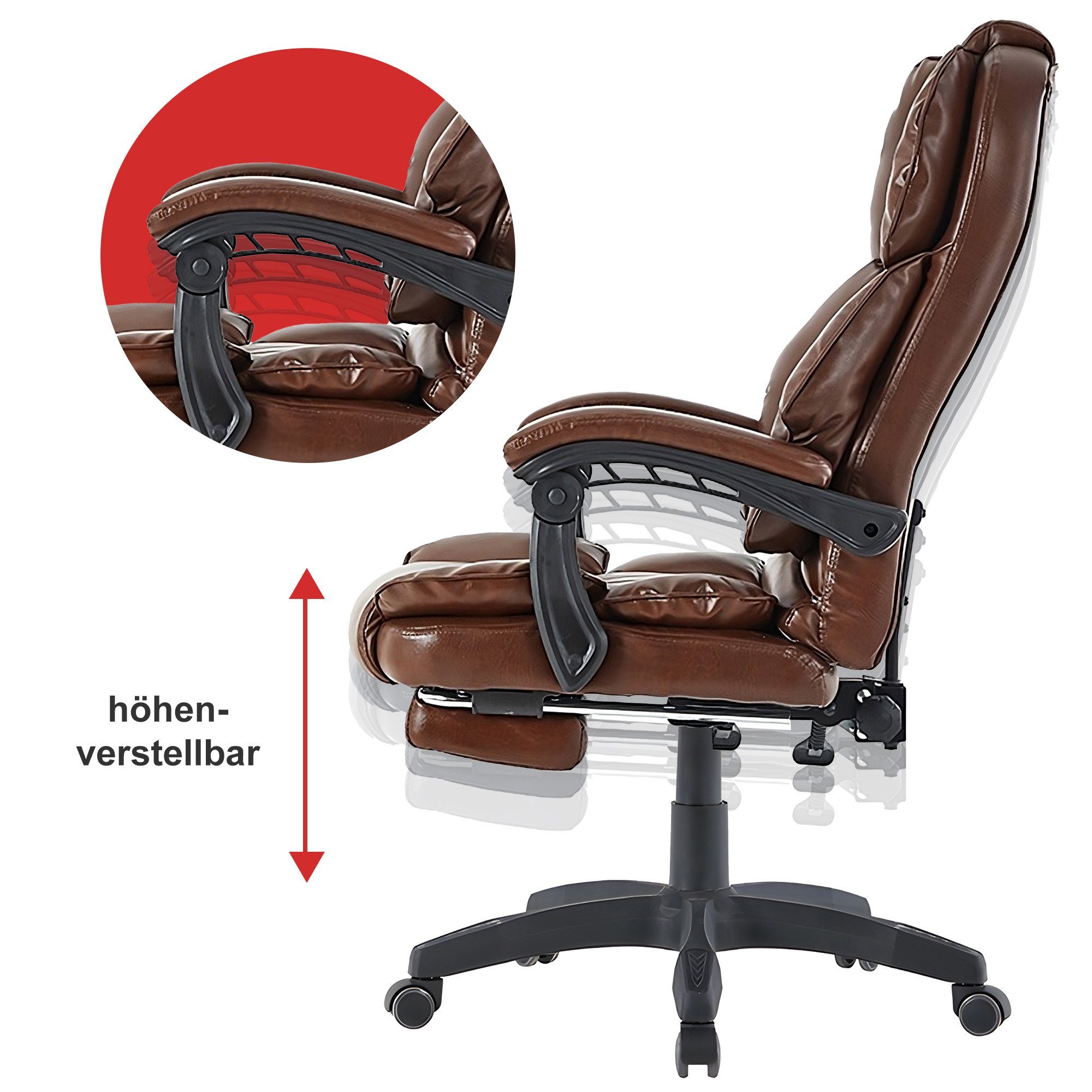 TRISENS Chefsessel Rafael (1 Stück), Bürostuhl mit extra Polsterung Home Office Chair im Lederoptik-Design
