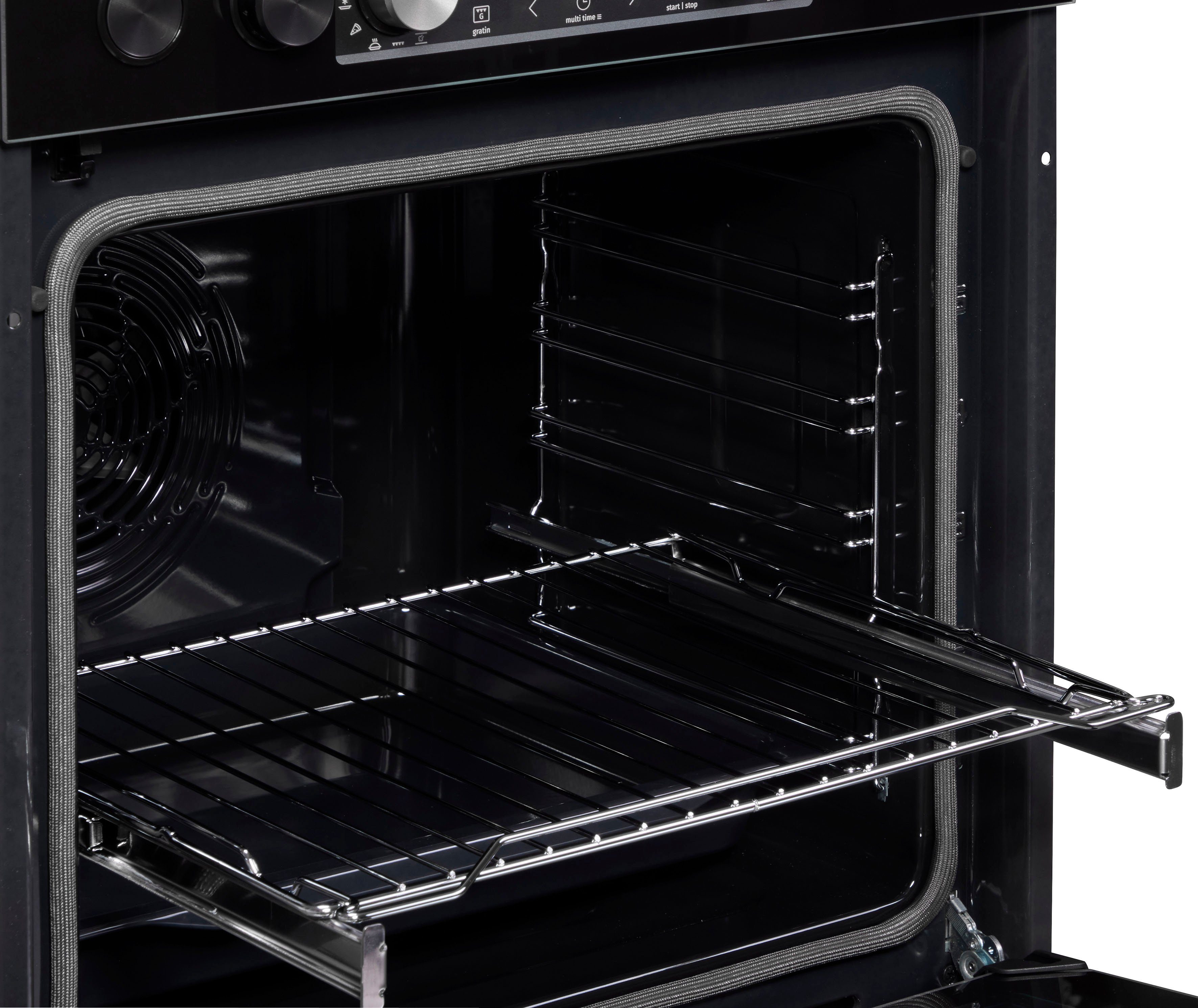 GORENJE Elektro-Herd-Set Black Set 4 Pyrolyse, mit 1-fach-Teleskopauszug, Pyrolyse-Selbstreinigung