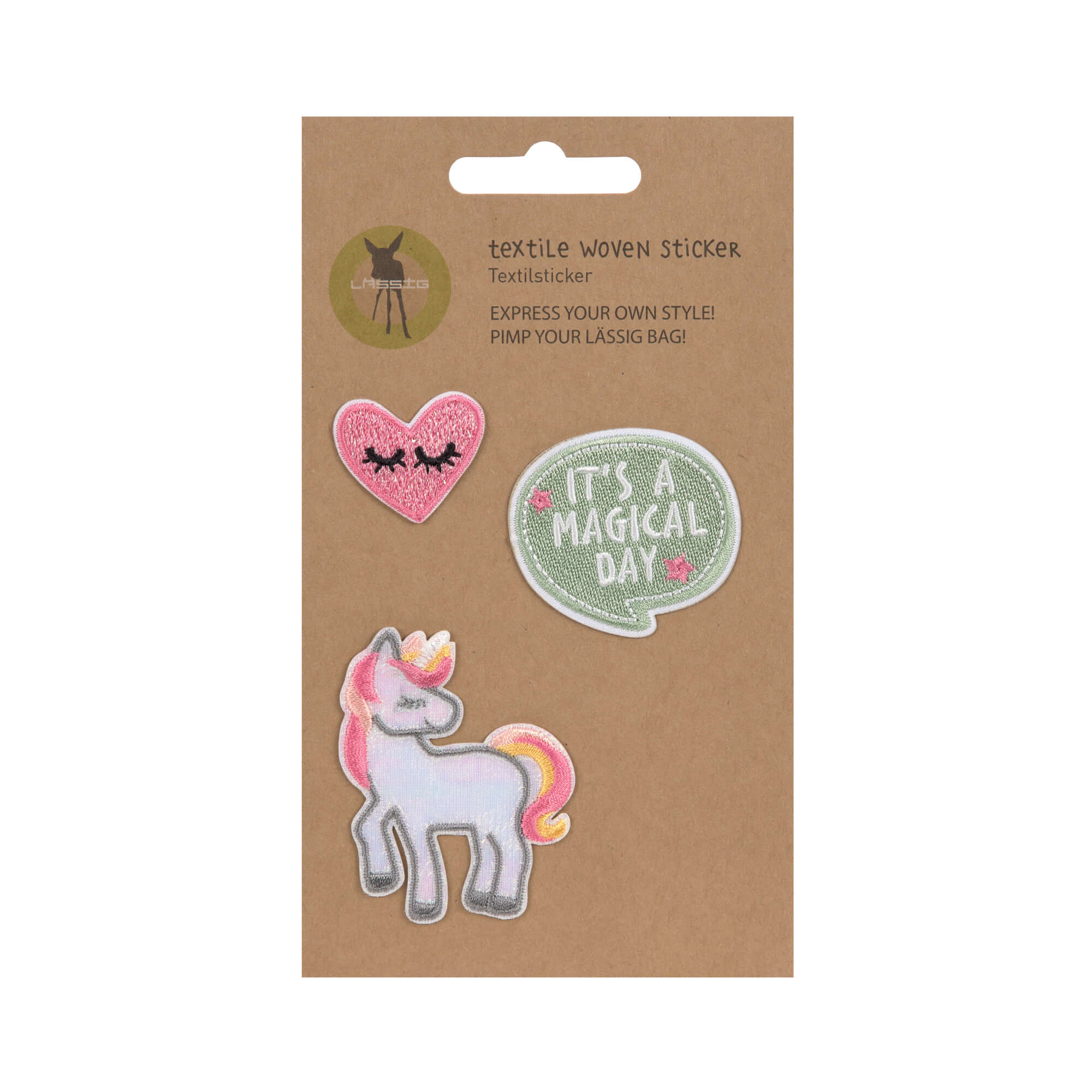 Textil-Sticker (3 Stk) - Schul Set Unique, Einhorn
