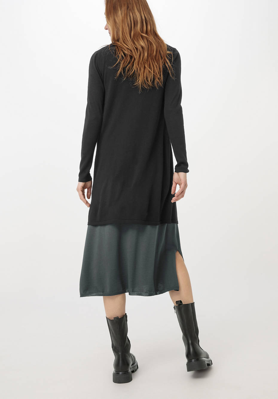 Long Strickjacke aus reiner Bio-Merinowolle