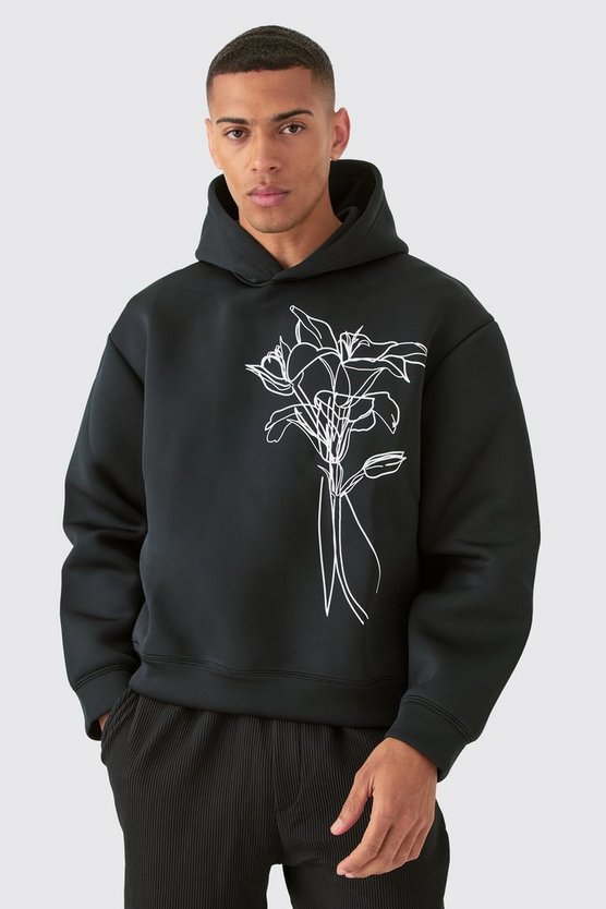 Kastiger Oversize Hoodie mit Print