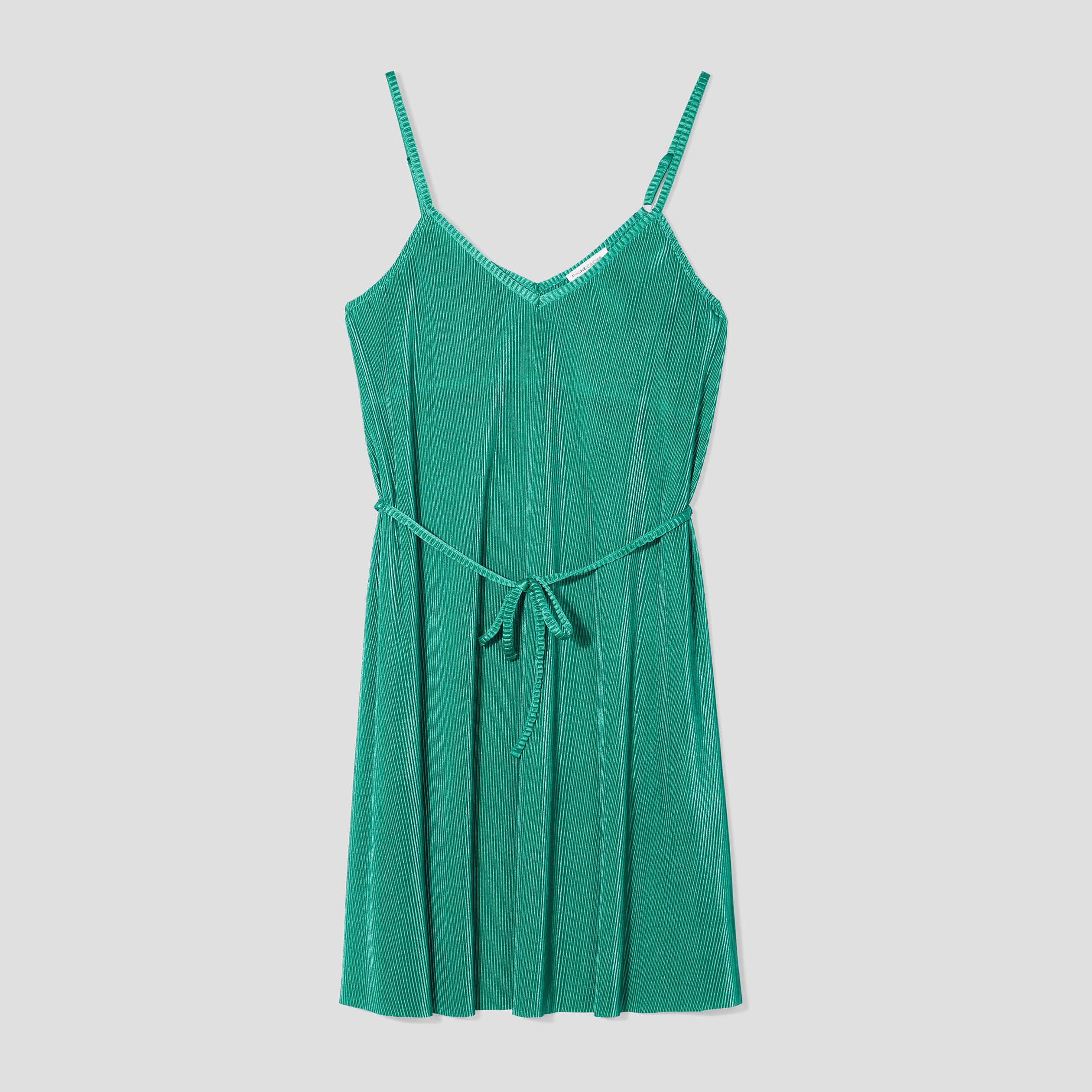 Robe droite plissée vert femme | Cache Cache