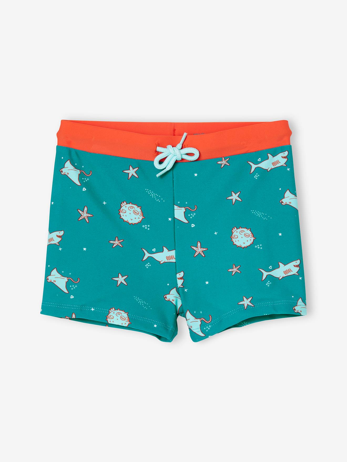 Boxer de bain imprimé mer garçon vert émeraude