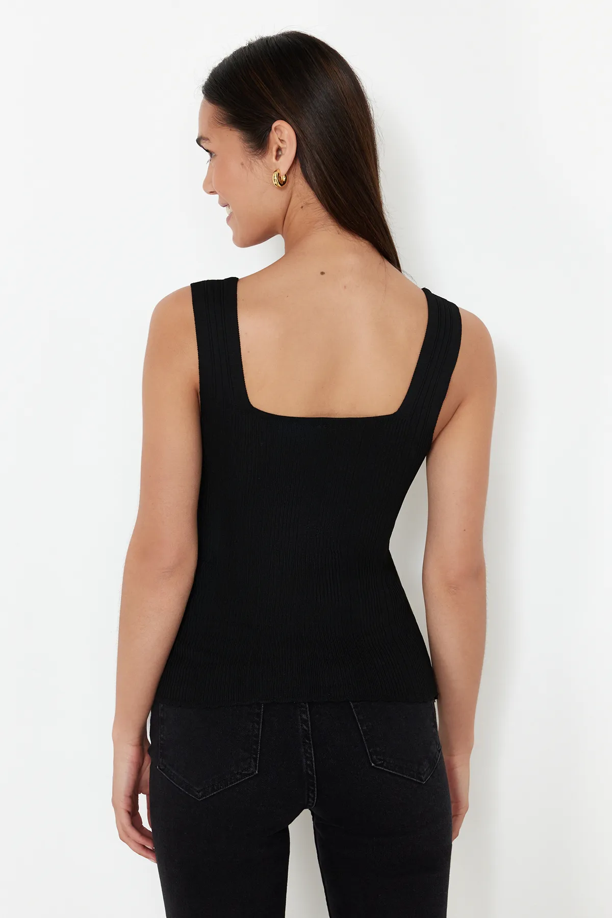 Trendyol Collection  Schwarz-Ecru Basic Doppelpack Top Strickbluse TWOSS24BZ00623