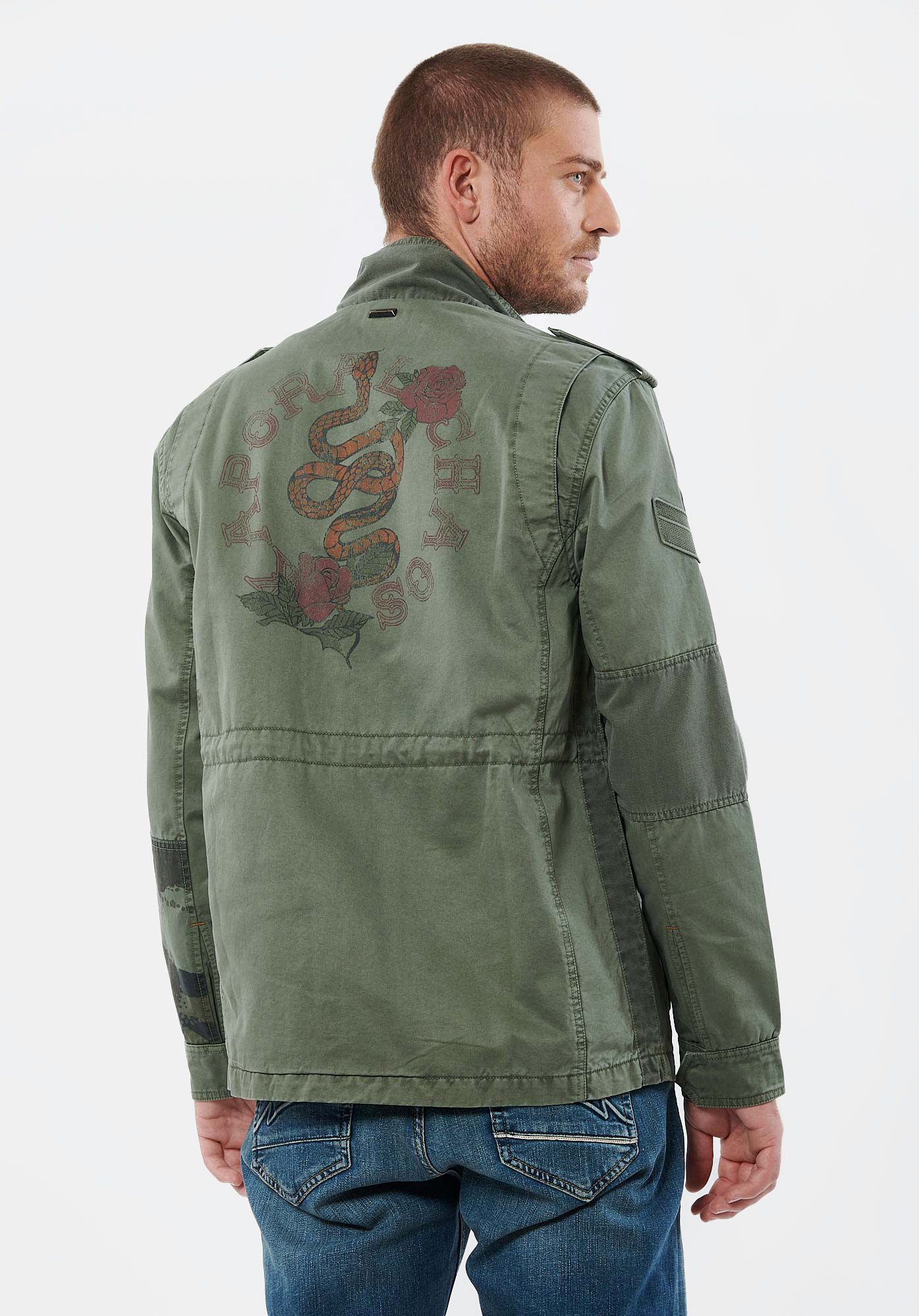CATCH  Veste saharienne kaki homme en 100% coton
