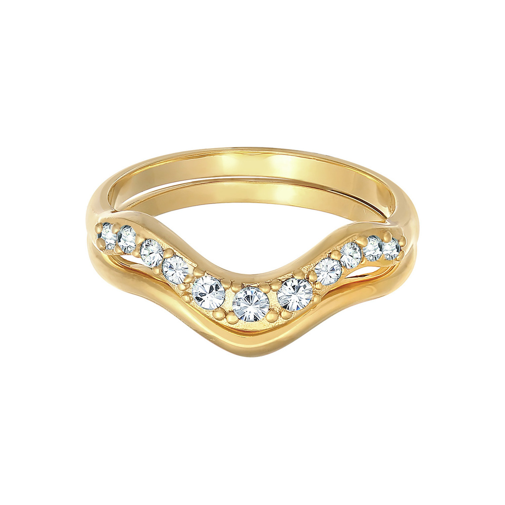 Elli Elli Bague Bagues superposées pour femmes - Ensemble de 2 bagues courbes avec cri Bague