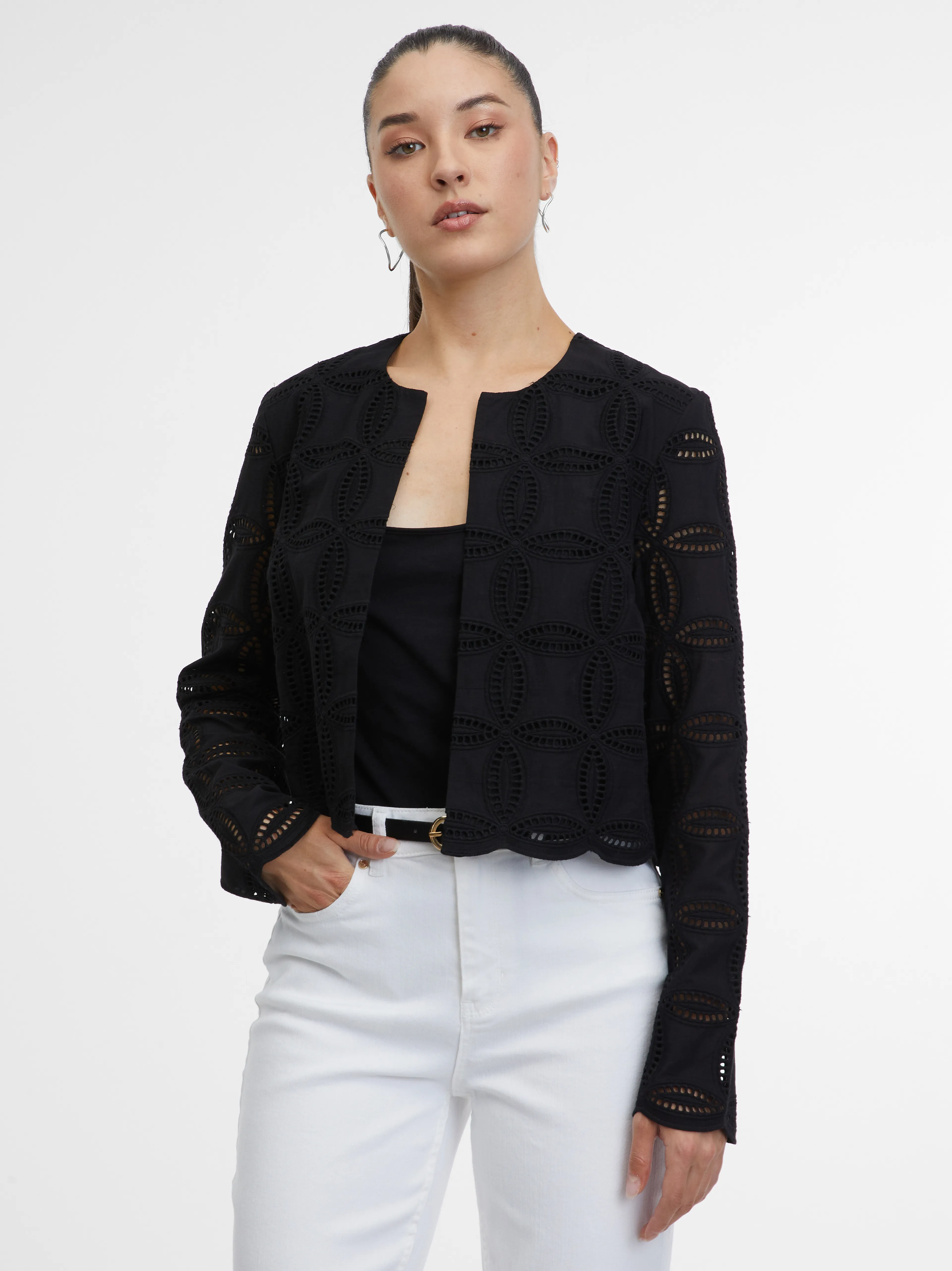 Schwarze gemusterte Damenjacke ORSAY
