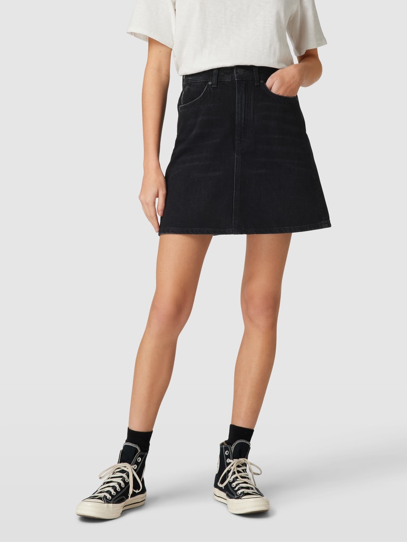 Jeansrock mit Label-Detail in schwarz