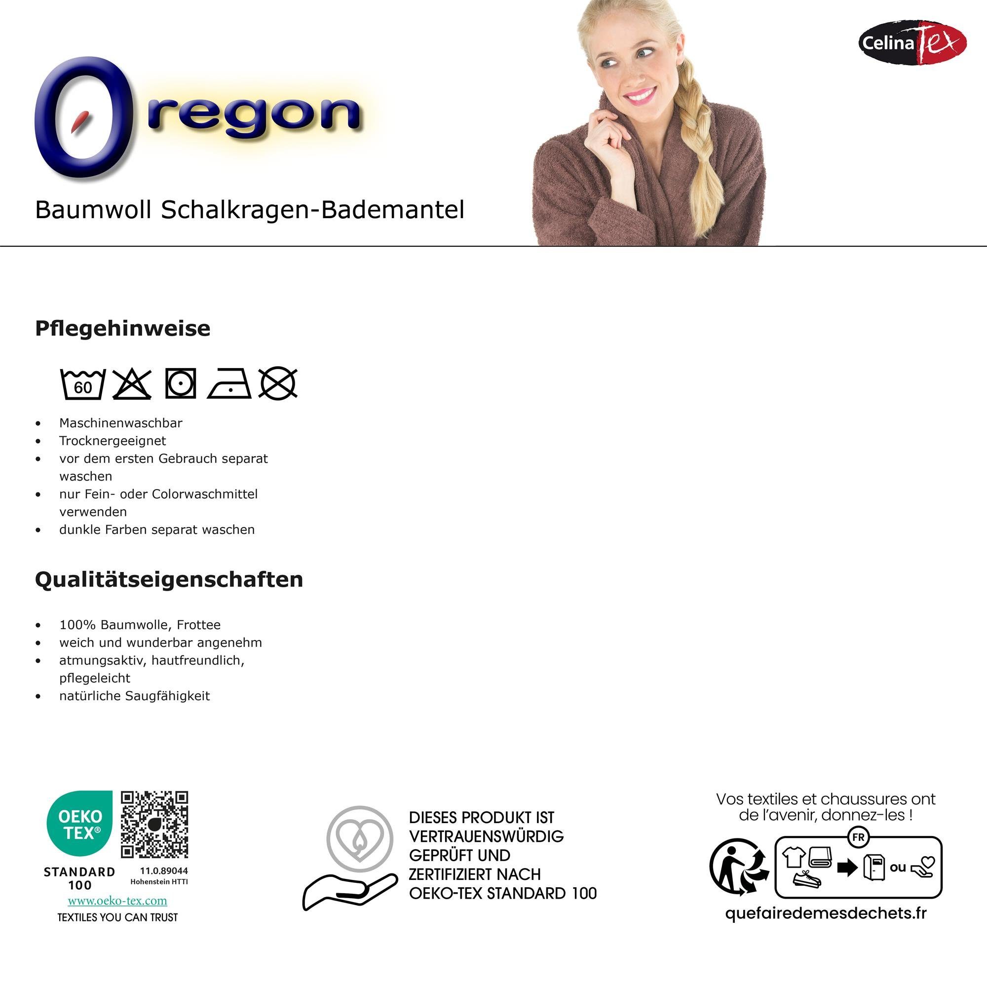 CelinaTex Bademantel Morgenmantel Frottee Schalkragen für Sie&Ihn Oregon S pflaume, Baumwolle