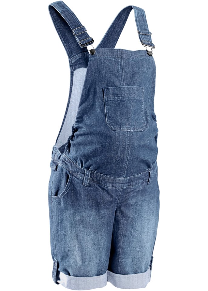 Umstandsjeans-Latzshorts mit Baumwolle