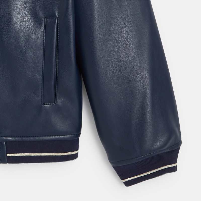 Blouson en faux cuir bleu fille
