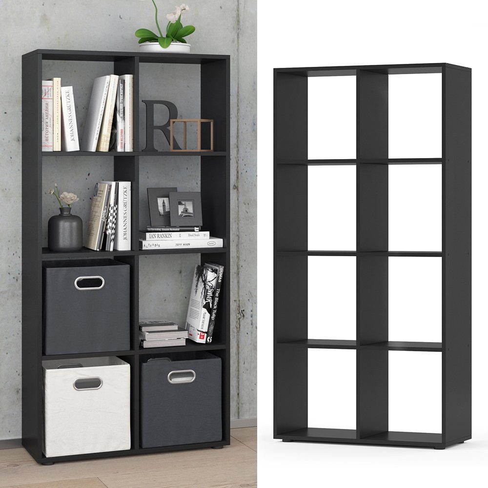 Vicco Raumteiler Bücherregal Standregal SCUTUM 8 Fächer Schwarz