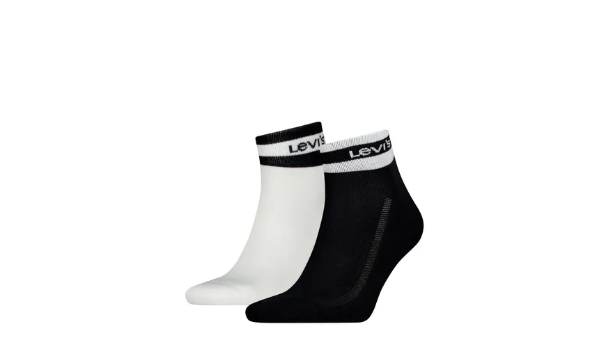 Levis Unisex Sportsocken Mid Cut Sport Stripe 2er Pack schwarz, weiß