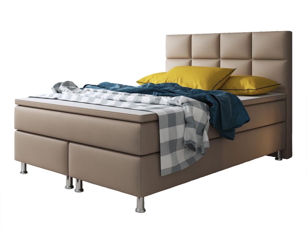 IHG Boxspringbett Miami 140x200 cm Kunstleder Muddy