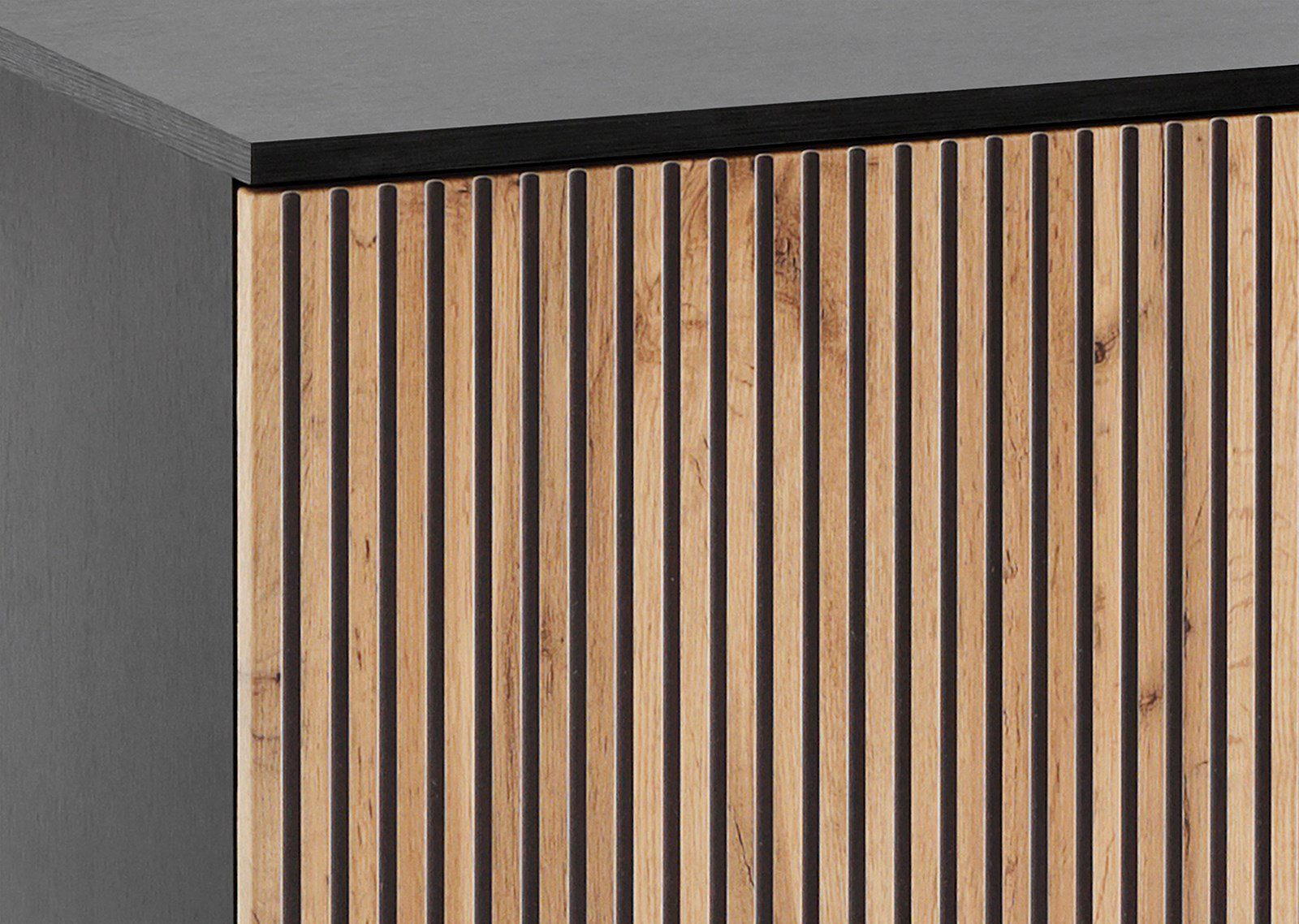Compleo Kommode LINO (mit Fronten gefräst und gehärtetem Glas) Loft stil