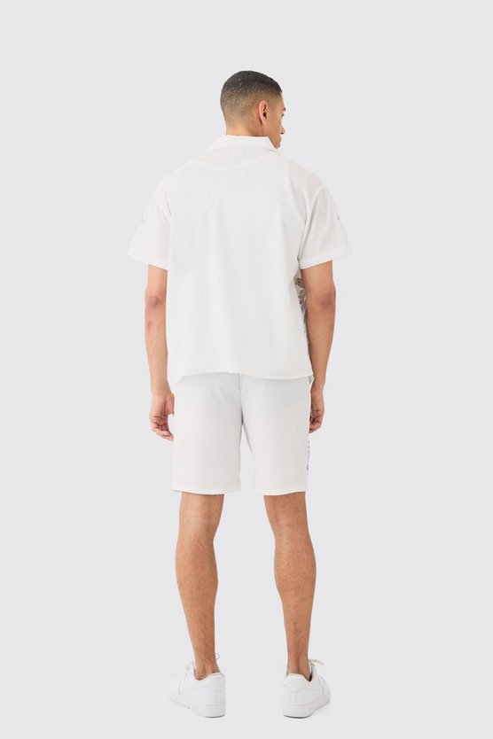 Kastiges florales Seersucker-Hemd & Shorts