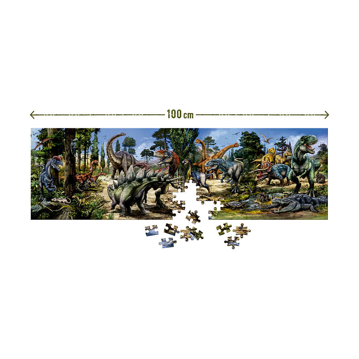 Panorama-Puzzle T-Rex World (250 Teile)