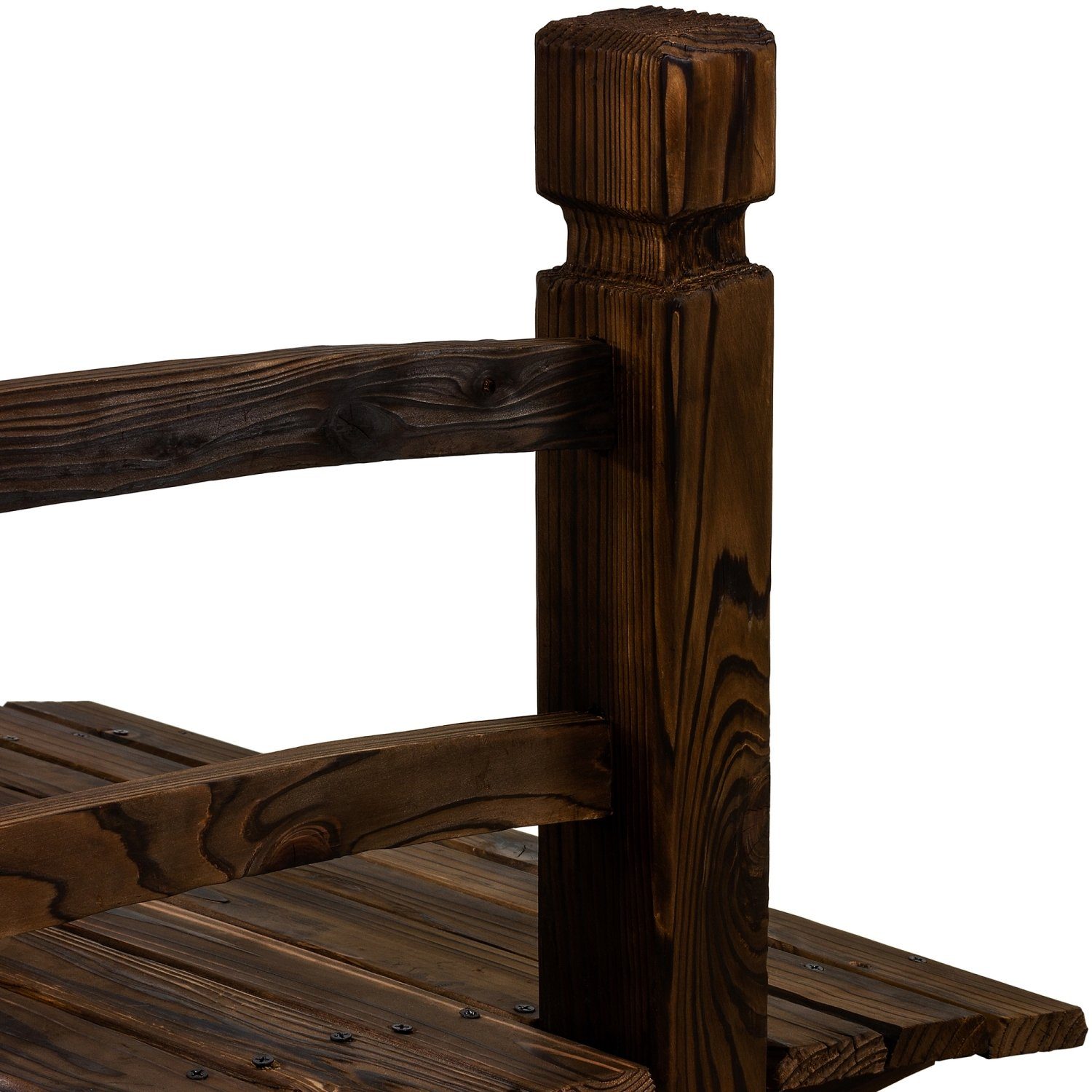 STILISTA Zierbrücke Holzbrücke Gartenbrücke Teichbrücke Dekobrücke, 150 x 65 x 53 cm, mit Geländer, geölt, Farbwahl