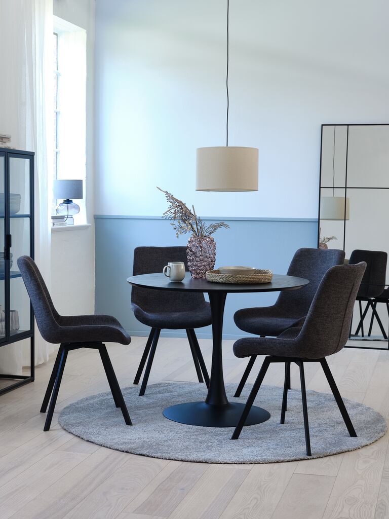 RINGSTED HYGUM RINGSTED Ø100 table black 4 HYGUM chair gray