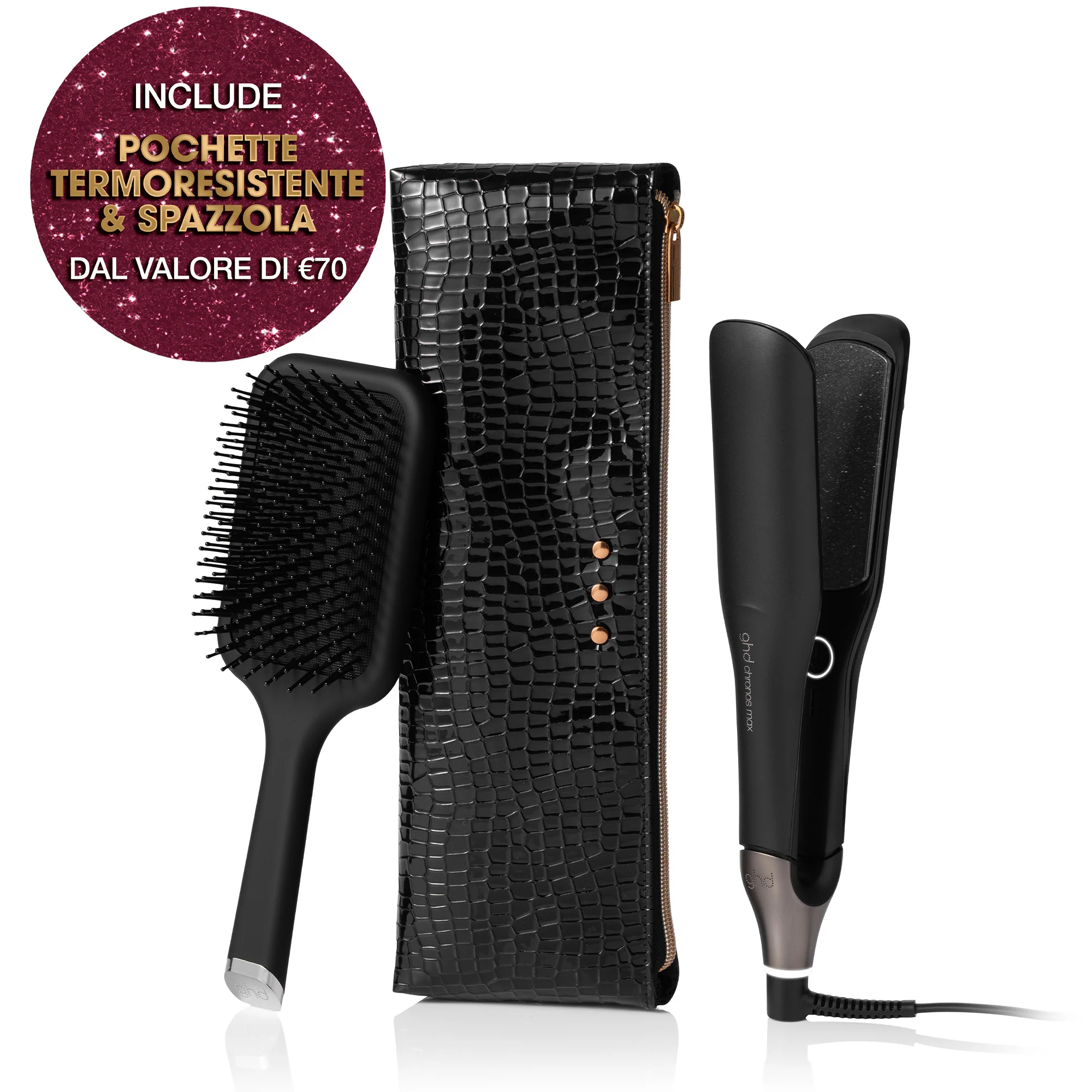 GHD Chronos Max Styler Geschenkset – Professioneller Haarglätter + Paddelbürste – Haarstyling-Geschenksets, Haarglätter, Bürsten