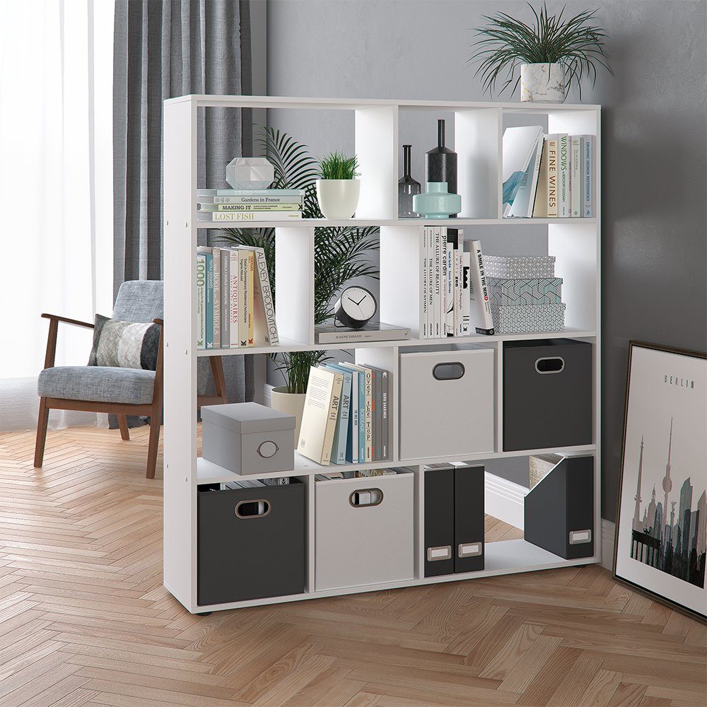 Vicco Raumteiler Bücherregal Standregal 12 Fächer Weiß
