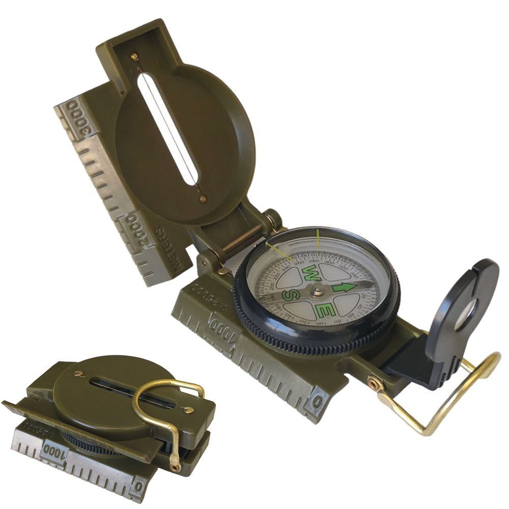IVSO Kompass Militär Marschkompass, Professioneller Taschenkompass Peilkompass Kompass Compass, mit Tragschlaufe für Jagd Wandern und Aktivitäten Camping im Freien, Wasserfest und Stoßfest