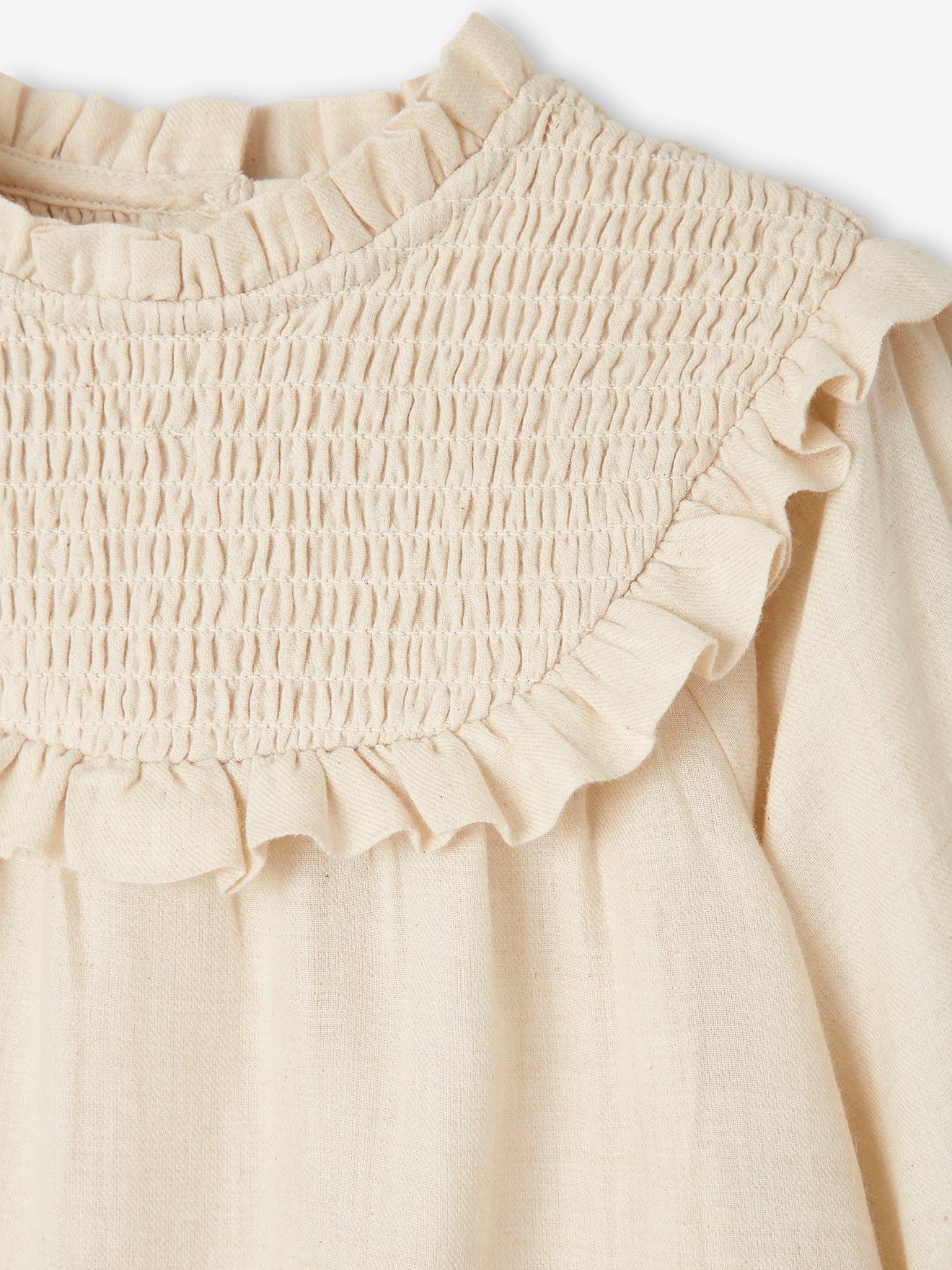 Blouse à smocks bébé et son bandeau assorti lilas