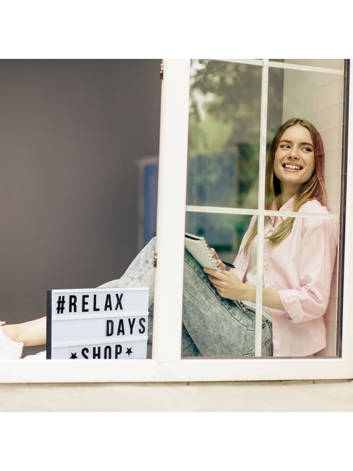 relaxdays Light Box mit 85 Zeichen in Weiß/Schwarz günstig kaufen onesize