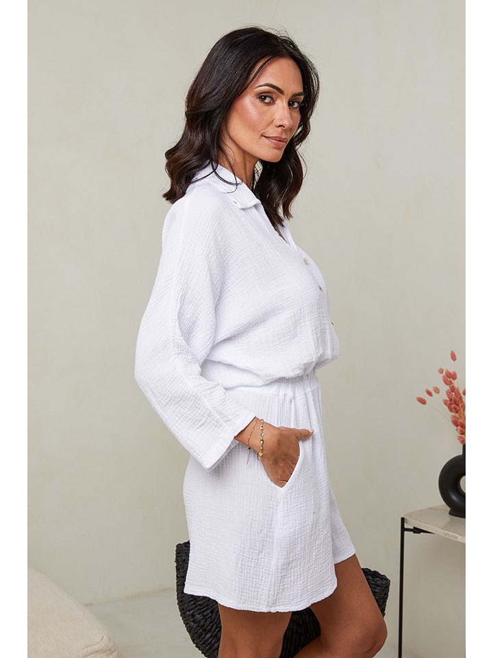 Le Monde du Lin Leinen-Jumpsuit in Weiß günstig kaufen