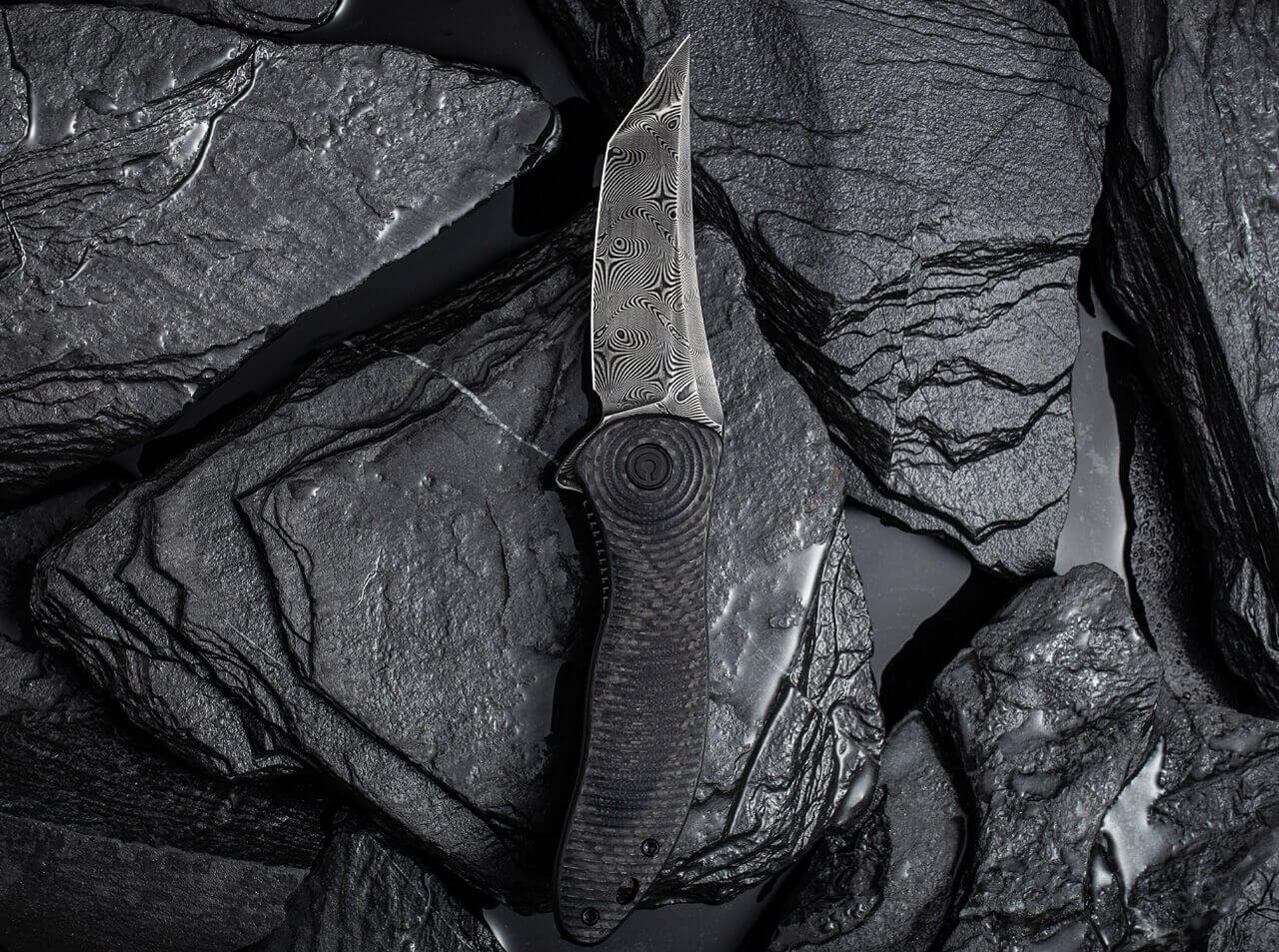 Synergy 3 Damascus G10 CF Black Tanto