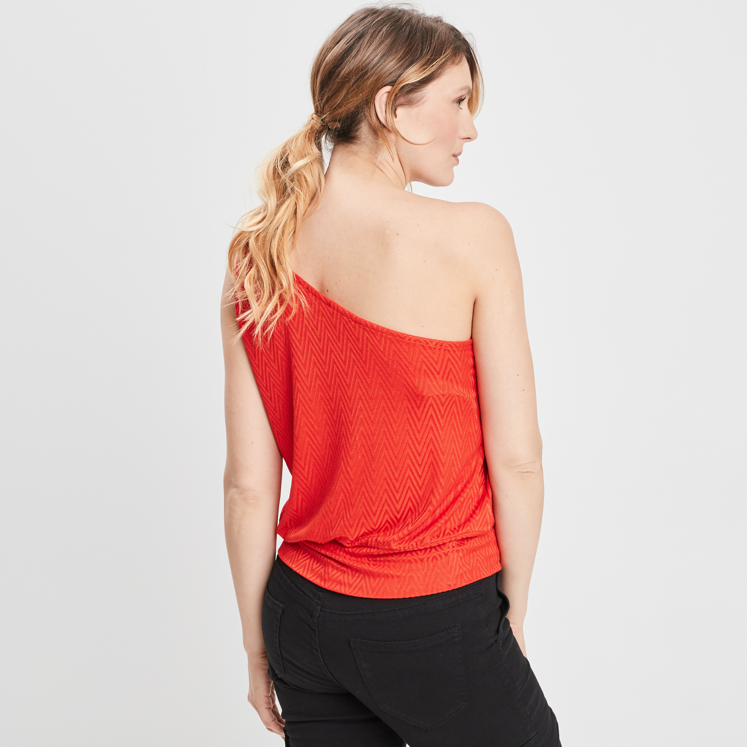 Débardeur une épaule rouge femme | La Halle