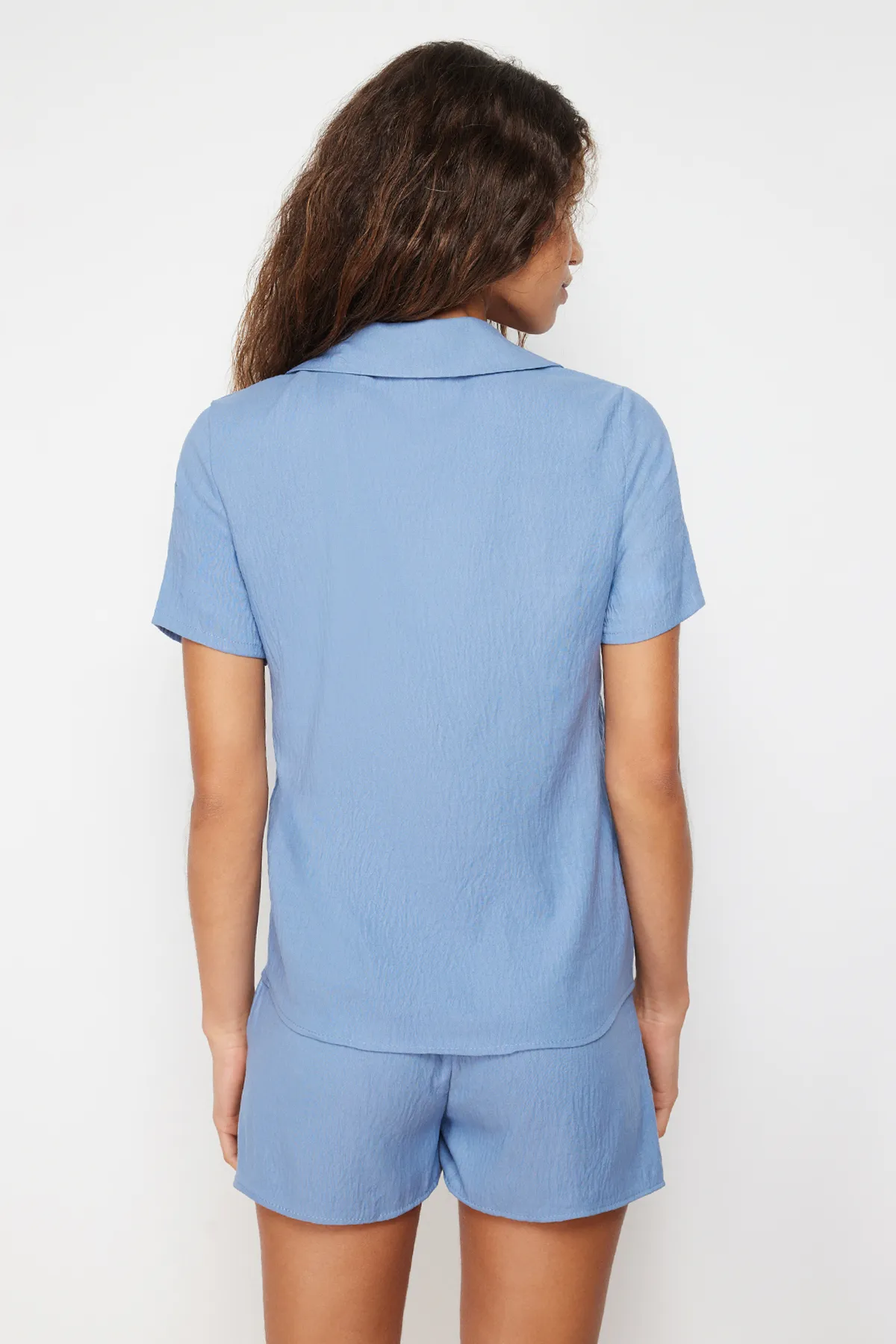 Trendyol Collection  Blue Cherry besticktes Webpyjama-Set THMSS24PT00066